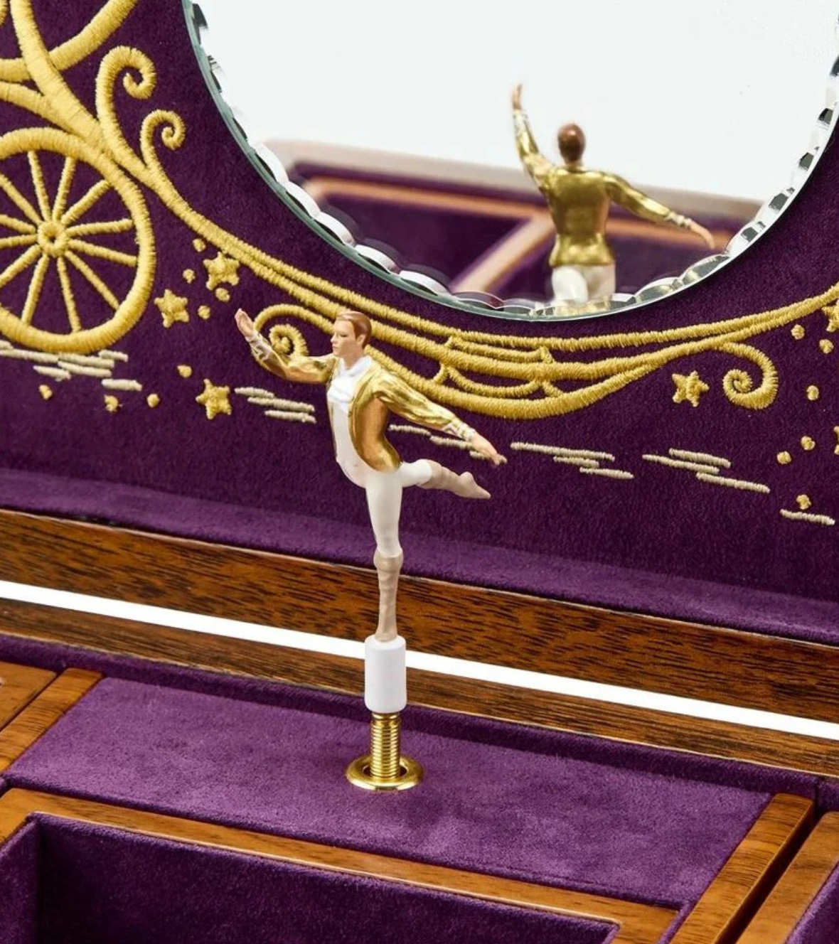 WOLF Ballet Musical Jewellery Box - Cinderella Walnut Wood